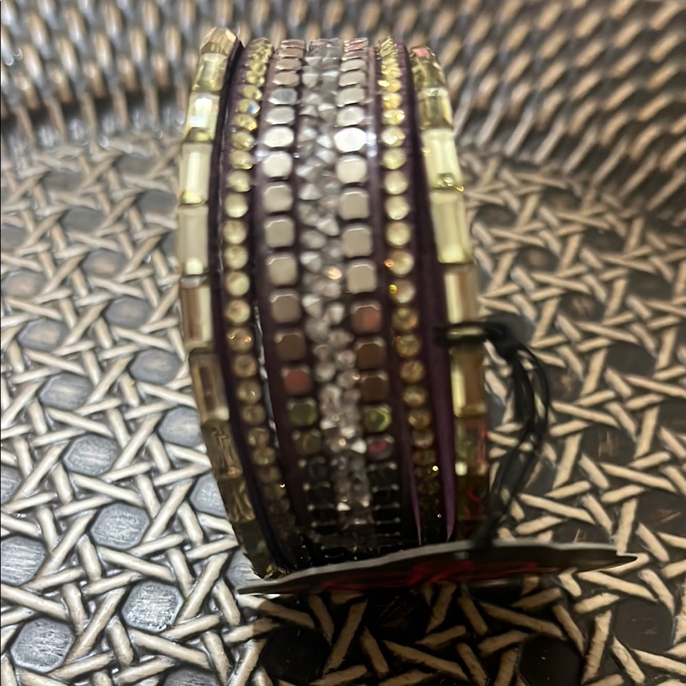 2 for $10 Paparazzi Rebel in rhinestones Purple Bracelet designed snap closure